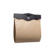 Car Trash Can with Smart LED | Luxury Leather Foldable Automotive Garbage Bin, Waterproof