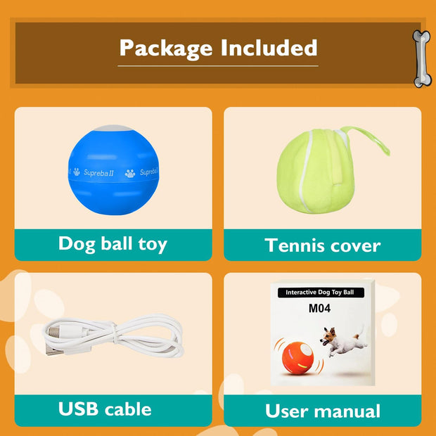 Interactive Motion-Activated Dog Ball – 2025 Upgrade | USB Rechargeable, Auto-Rolling & Bouncing Toy for Small to Large Dogs (Orange)