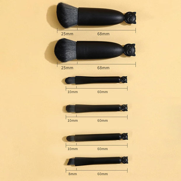 Complete makeup brush set - cat design storage box with mirror