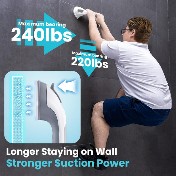 Instant Grip Shower Handle – 240lbs Suction Power for Slip-Free Showers! No Drills, No Tools, All Safety