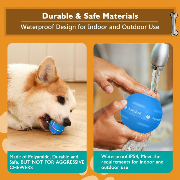 Interactive Motion-Activated Dog Ball – 2025 Upgrade | USB Rechargeable, Auto-Rolling & Bouncing Toy for Small to Large Dogs (Orange)