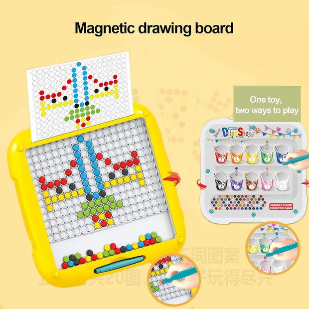 Magnetic Dot Board Travel Toy – Montessori Fine Motor Skills Drawing Set for Kids