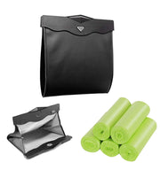 Car Trash Can with Smart LED | Luxury Leather Foldable Automotive Garbage Bin, Waterproof