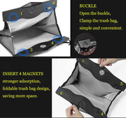 Car Trash Can with Smart LED | Luxury Leather Foldable Automotive Garbage Bin, Waterproof