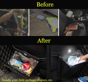 Car Trash Can with Smart LED | Luxury Leather Foldable Automotive Garbage Bin, Waterproof