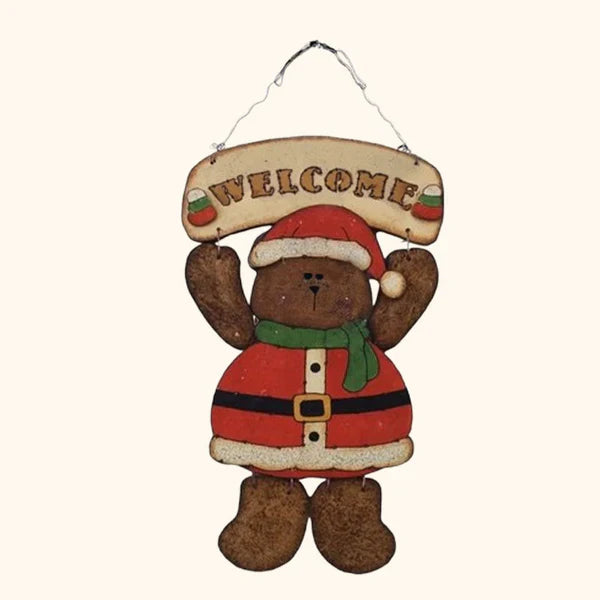 Christmas Bear Welcome Sign – Warm Holiday Greetings for Every Door