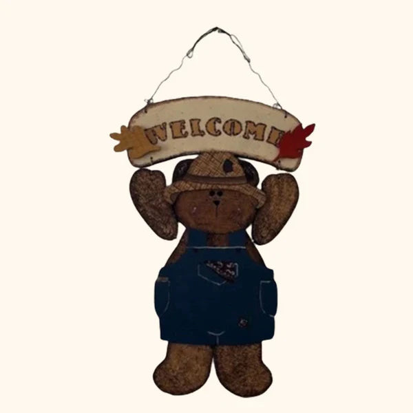Christmas Bear Welcome Sign – Warm Holiday Greetings for Every Door