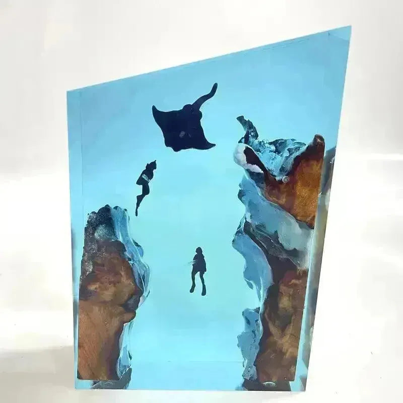 Whale and Divers Wooden Night Light