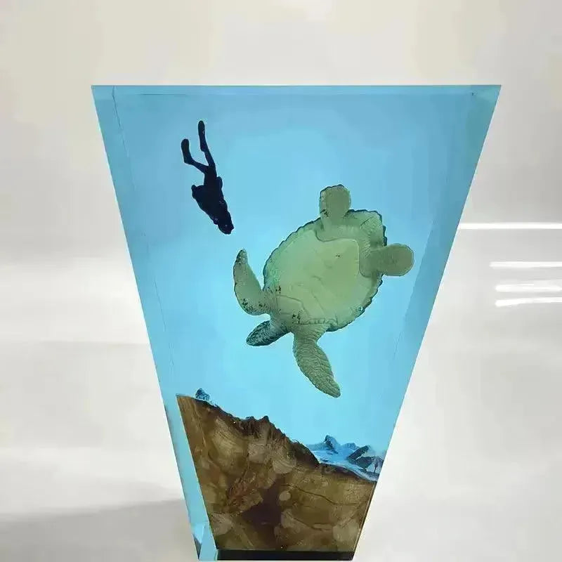 Whale and Divers Wooden Night Light