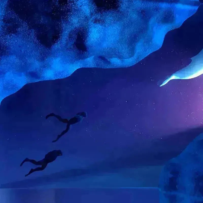 Whale and Divers Wooden Night Light