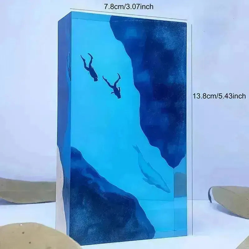 Whale and Divers Wooden Night Light