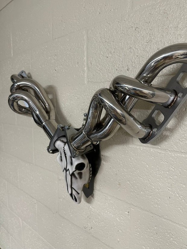 Mechanical Trophy Wall Art  V6 Header with Faux Deer Skull