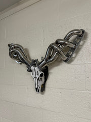 Mechanical Trophy Wall Art  V6 Header with Faux Deer Skull