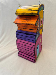 Whimsical and Vibrant Handmade Wooden Birdhouse