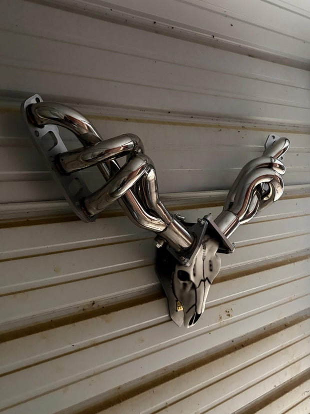 Mechanical Trophy Wall Art  V6 Header with Faux Deer Skull