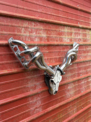 Mechanical Trophy Wall Art  V6 Header with Faux Deer Skull