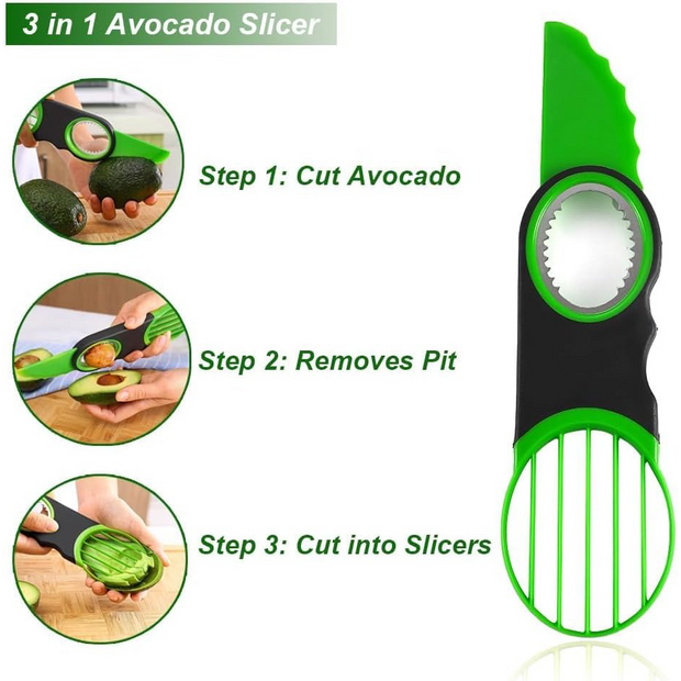 3-in-1 Avocado Slicer – Effortless Peeling, Pitting & Slicing in Seconds